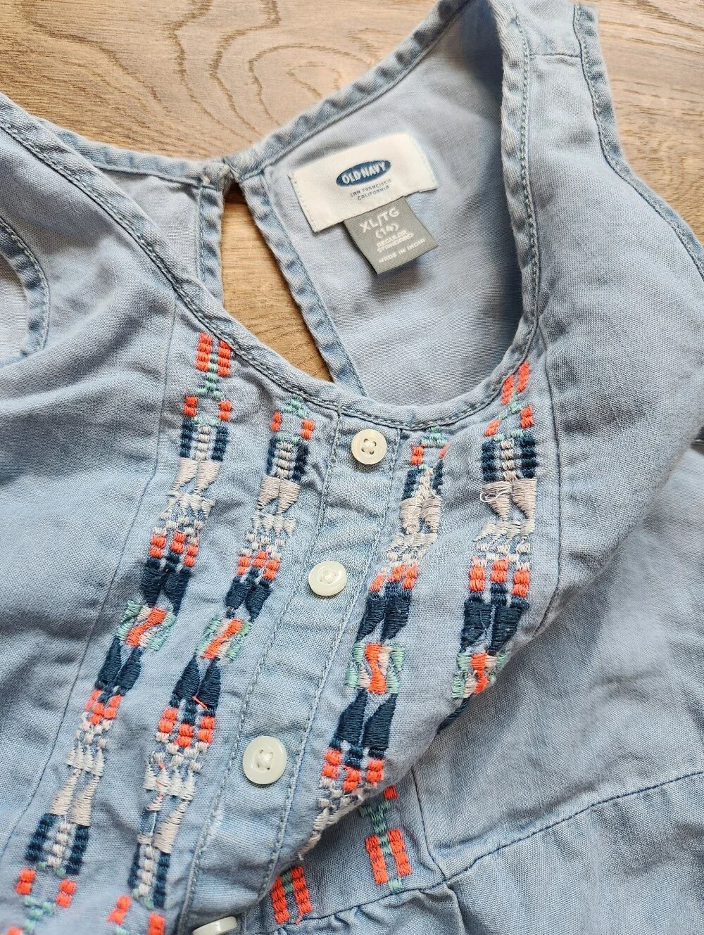 Size 14 Girls Chambray Sleeveless Top